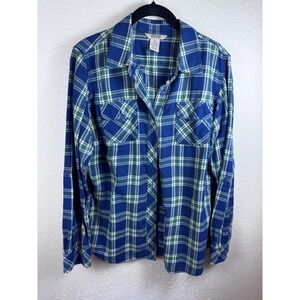 Duluth Trading Plaid Button Down Shirt Womens M‎ Coastal Grandma Cotton Gorpcore